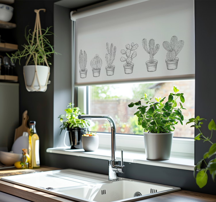 Grå nyanser Rullgardin kaktus - Tenstickers