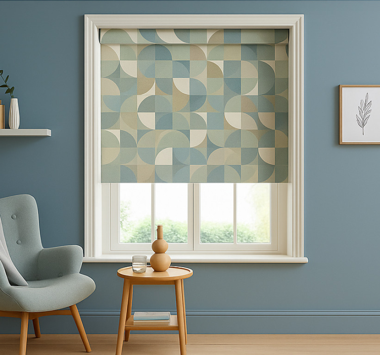 Gröna abstrakta former Rullgardin modern - Tenstickers