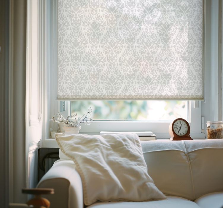 Grunge damast Vit rullgardin - Tenstickers