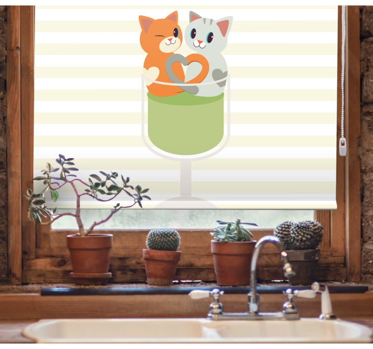 Härliga katter dricker en cocktail barnens rullgardin - Tenstickers