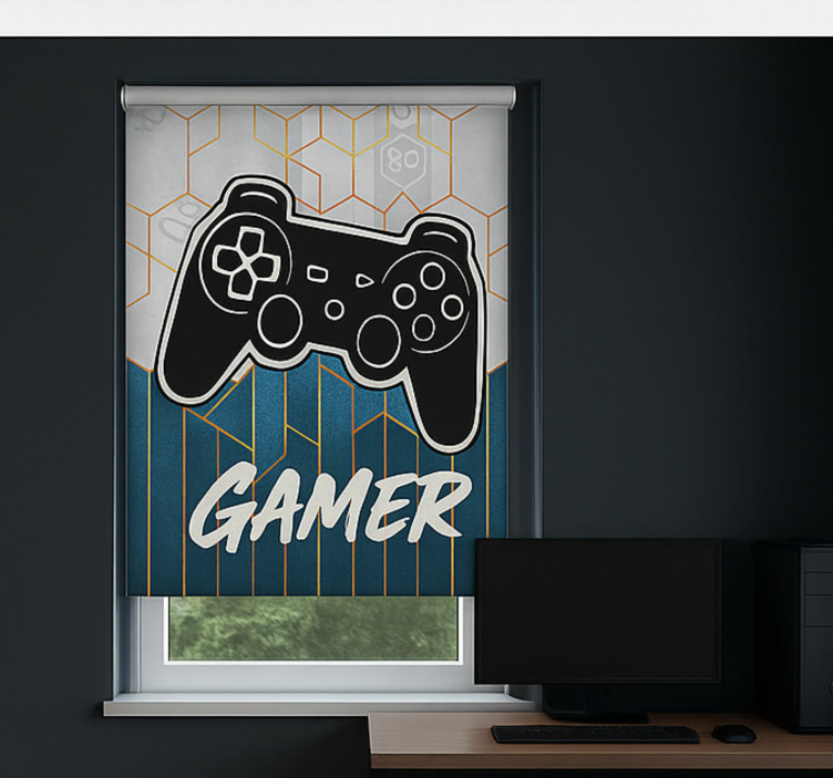 Hexagon gamer design Rullgardin nörd - Tenstickers