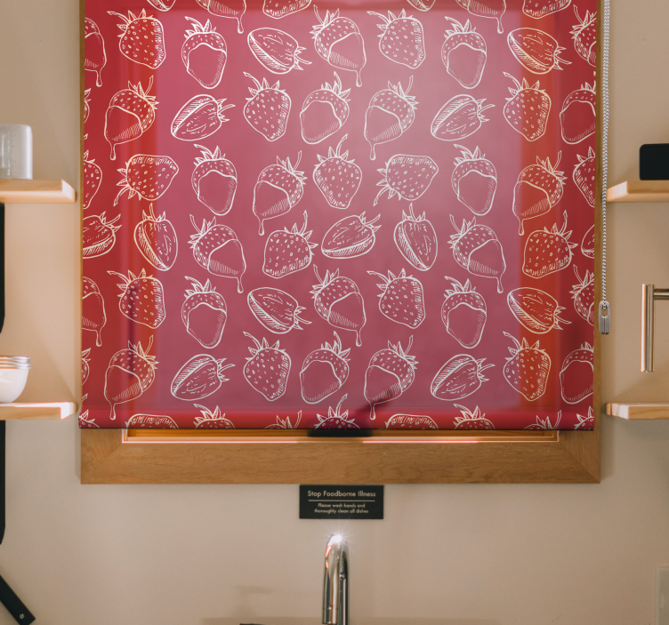 Jordgubbsmönster Rullgardin frukt och grönsaker - Tenstickers
