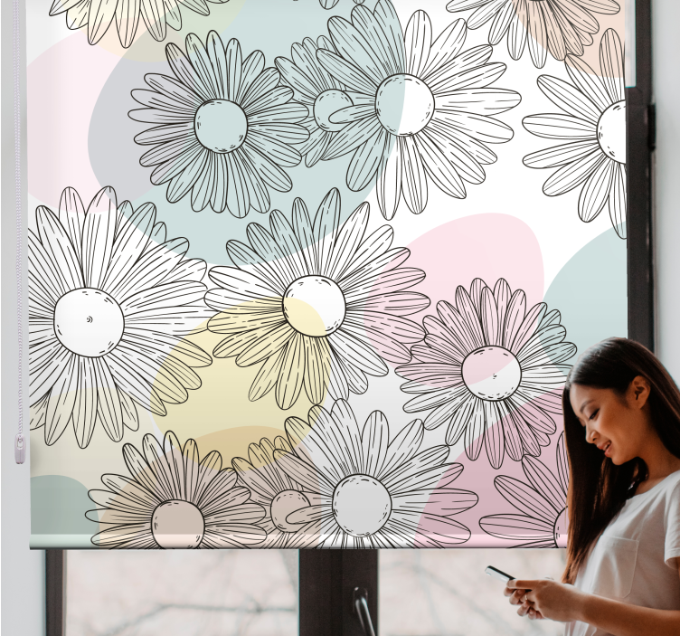 Kawaii stil former och blommor modern rullgardin - Tenstickers