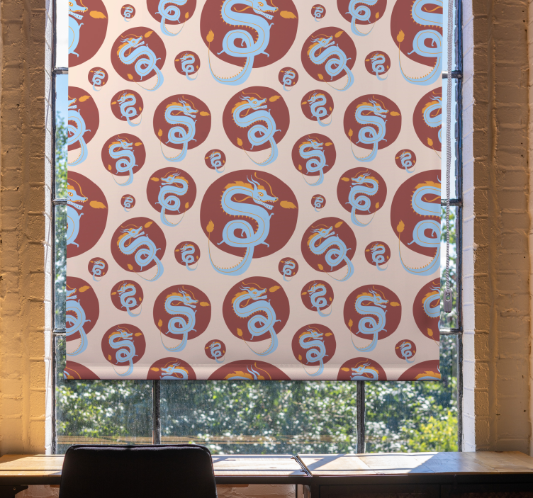 Ljusblå drake olika djur rullgardin - Tenstickers