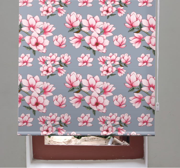 Magnolia blossom mönster Rullgardin blommor och växter - Tenstickers