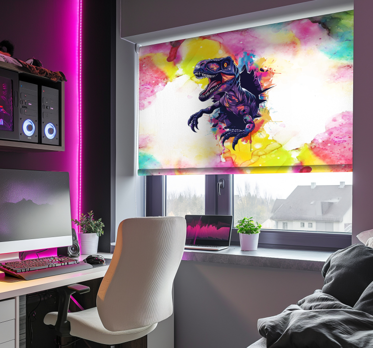 Mättade färger velociraptor Rullgardin dinosaurie - Tenstickers