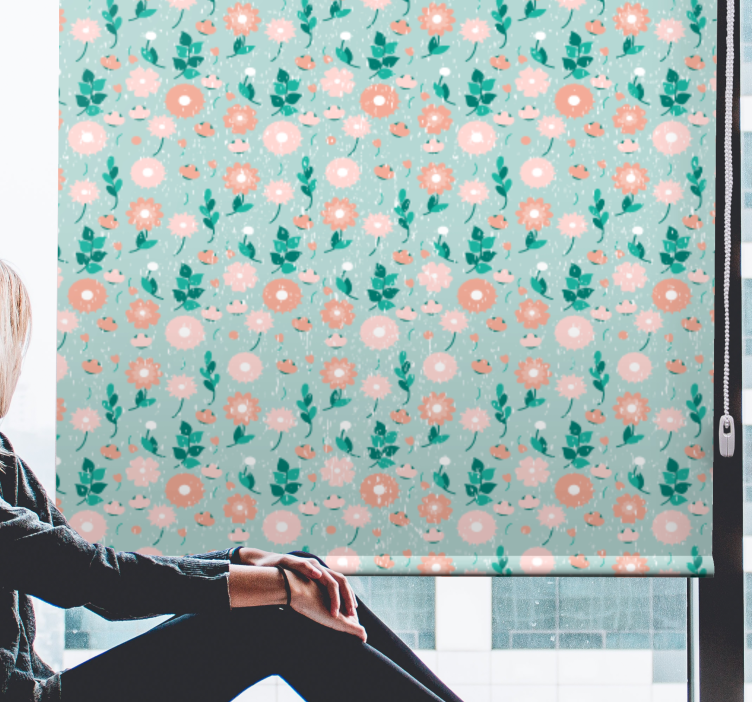 Persikofärgade blommor Rullgardin tonåringar - Tenstickers