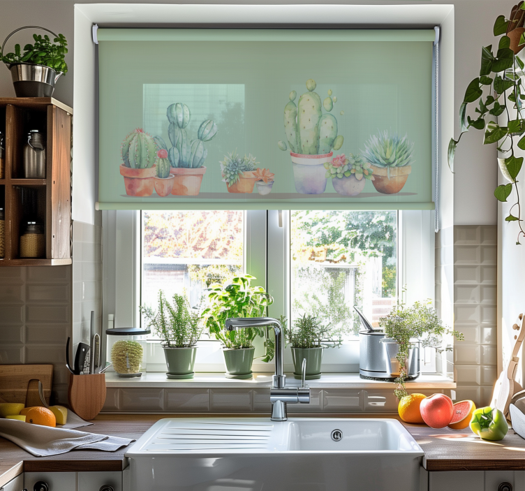 Minimalistisk stil Rullgardin kaktus - Tenstickers