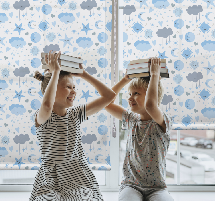 Blått stjärnklart mönster Rullgardin moln - Tenstickers