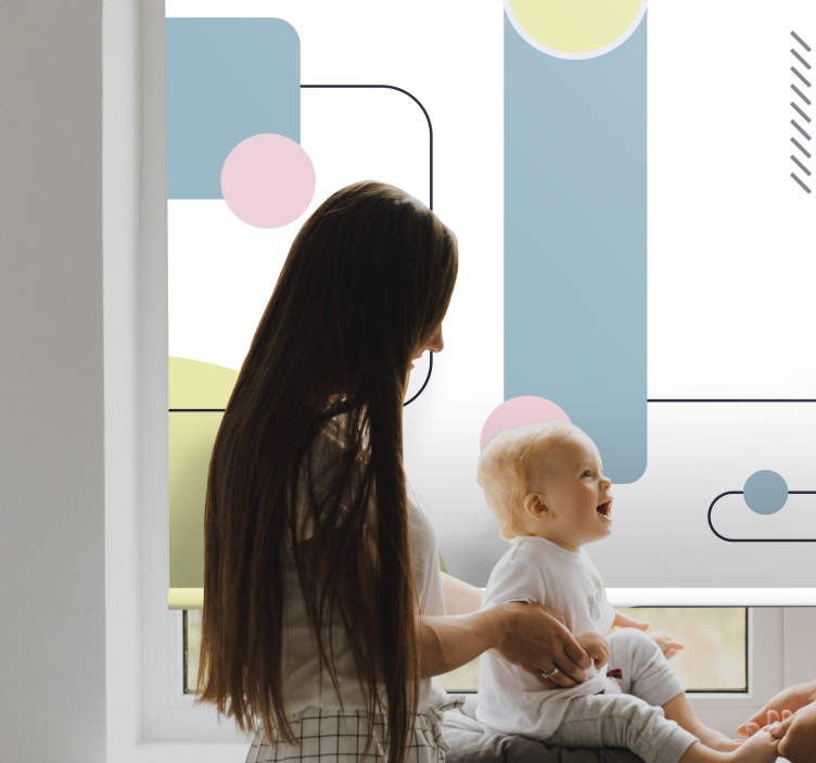 Pastell geometrisk bakgrund vardagsrum rullgardin - Tenstickers