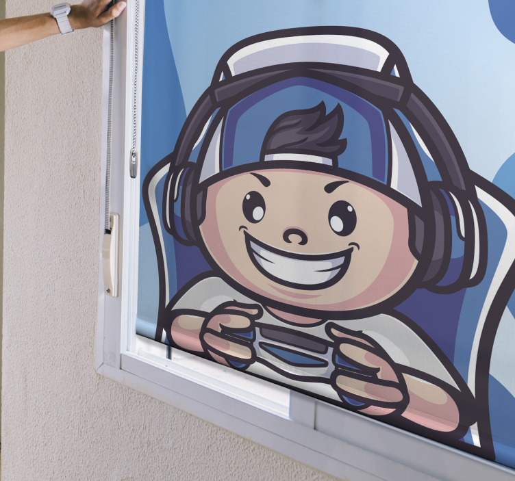 Pojke gamer barn nörd rullgardin - Tenstickers