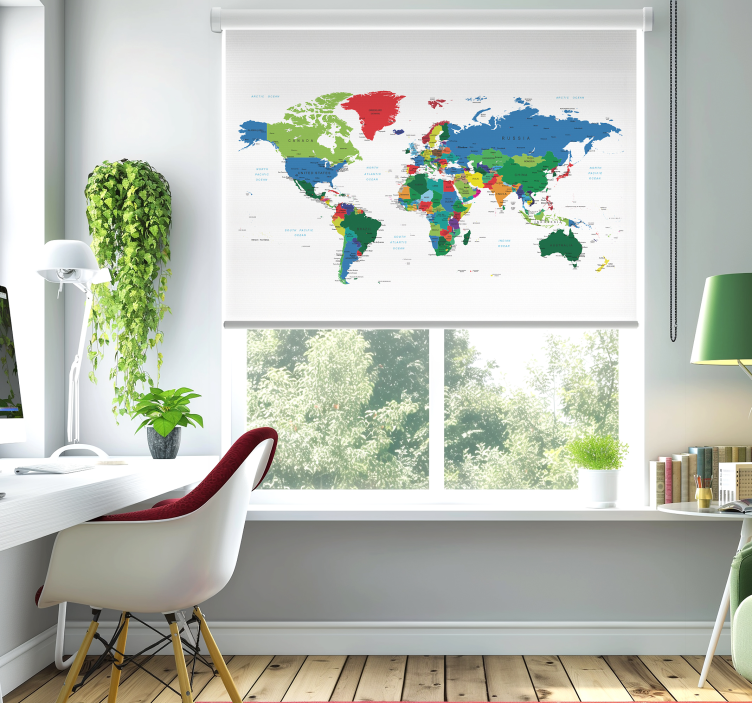 Politisk kartografi Rullgardin världskarta - Tenstickers