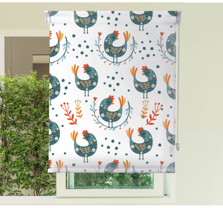 Prydnad kyckling mönster olika djur rullgardin - Tenstickers