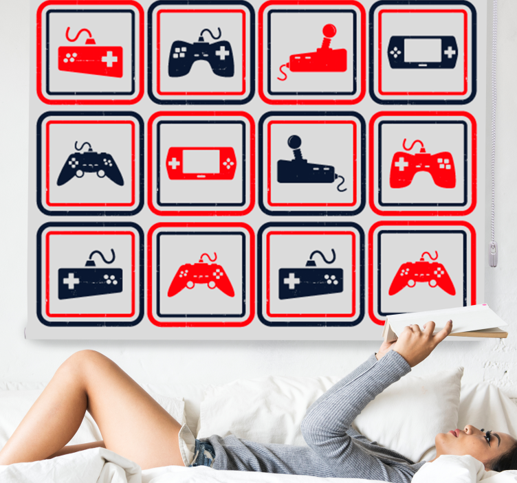 Retro grå kontroller nörd rullgardin - Tenstickers