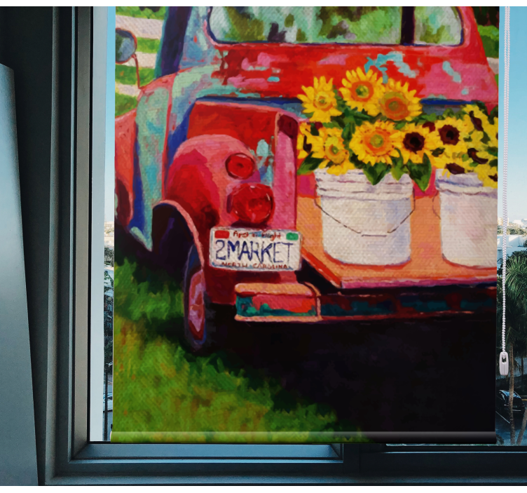 Ritad lastbil med frukt- och grönsaksgardin - Tenstickers