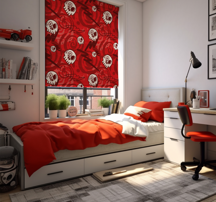 Röd graffiti med dödskallar Rullgardin tonåringar - Tenstickers