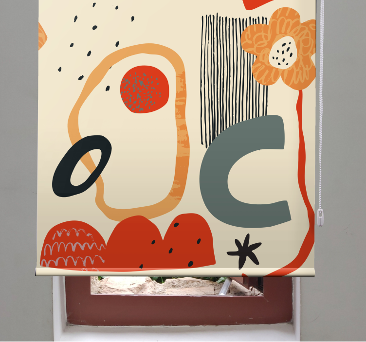 Röd och orange collage rullgardin målning - Tenstickers