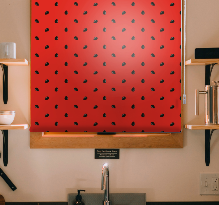 Röda jordgubbsmönster Rullgardin frukt och grönsaker - Tenstickers