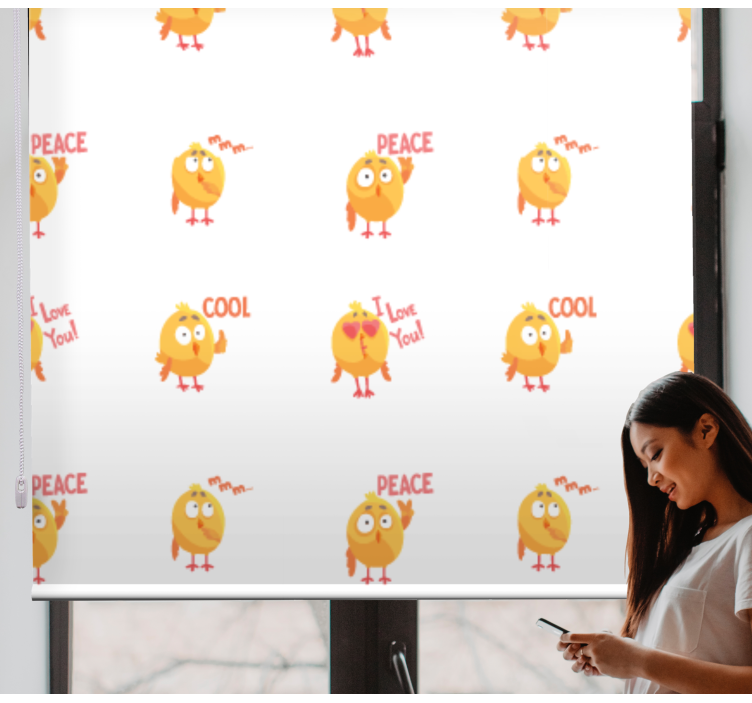 Rolig baby kyckling olika djur rullgardin - Tenstickers