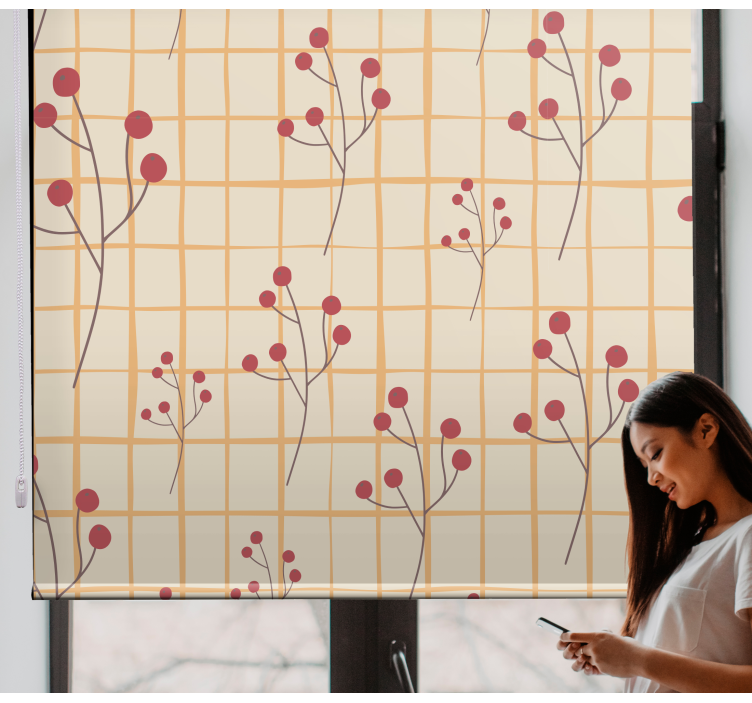 Rutmönster med bär vardagsrumsgardin - Tenstickers