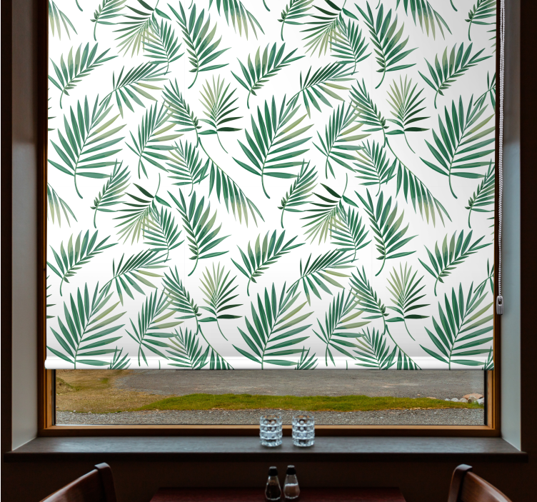 Skandinavisk design green leaf nordic rullgardin - Tenstickers