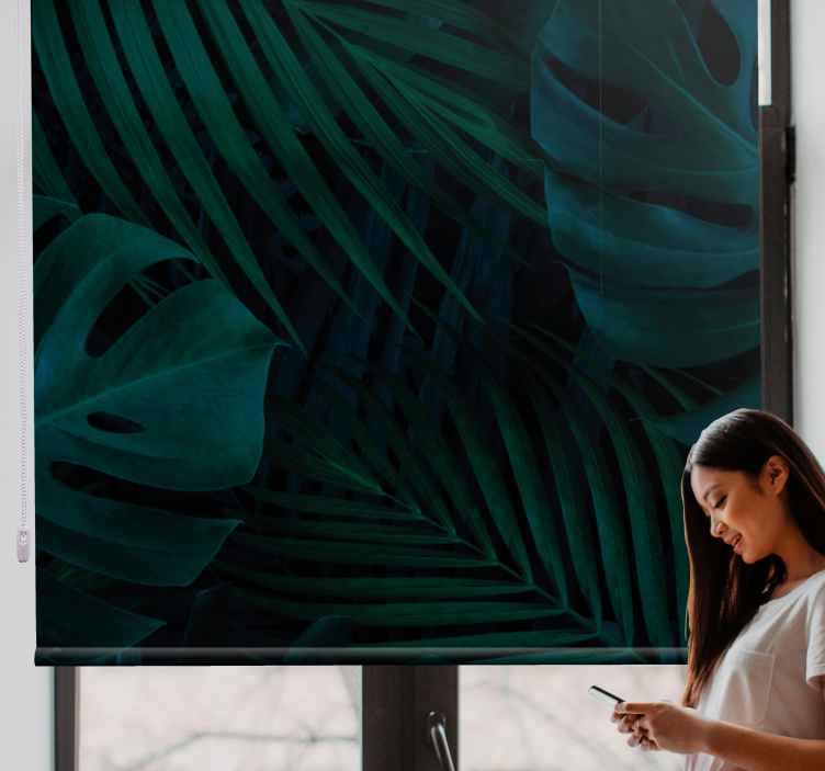 Skogens löv och växter blomma och växt rullgardin - Tenstickers