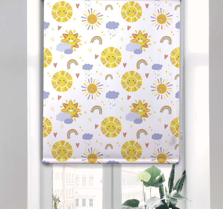 Soliga moln och regnbågar Rrullgardin barn - Tenstickers