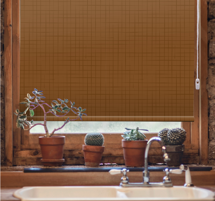 Bruna rutor yta Mönstrade rullgardiner - Tenstickers