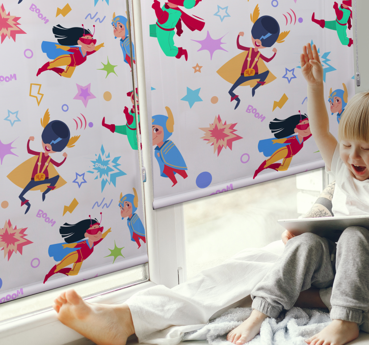 Superkvinna mönster superhjälte rullgardin - Tenstickers