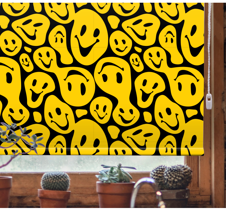 Gula smiley ansikten original rullgardin - Tenstickers