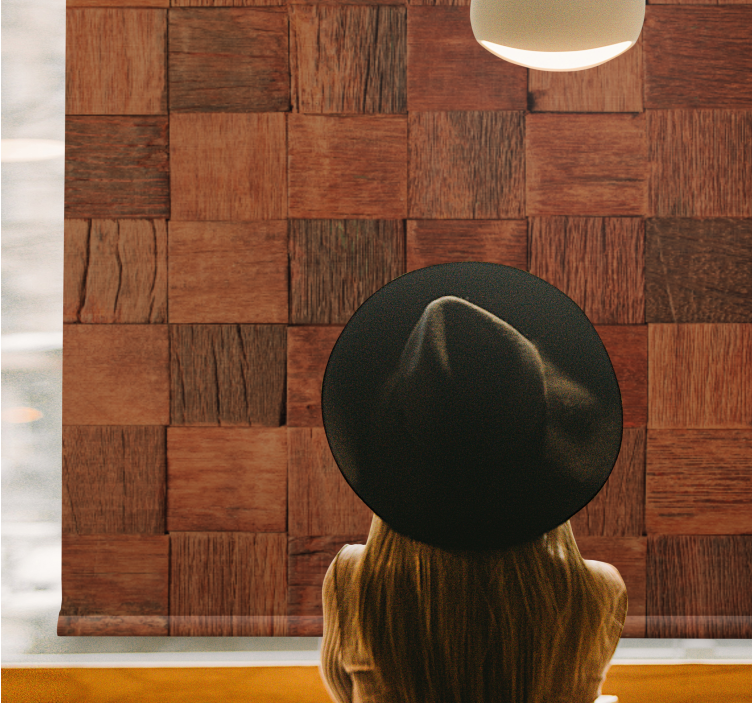 Fyrkantiga träpaneler Mönstrade rullgardiner - Tenstickers