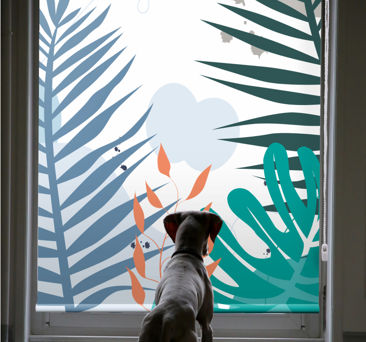 Tropiska stora löv Rullgardin blommor och växter - Tenstickers