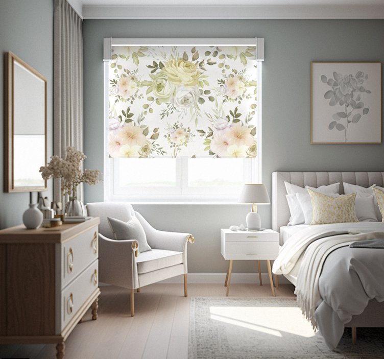 Vackra blommiga sömlösa mönster blomma rullgardin - Tenstickers