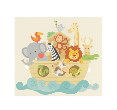 Noas ark med namn Rrullgardin barn - Tenstickers