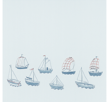 Blå segelbåtar Rrullgardin barn - Tenstickers