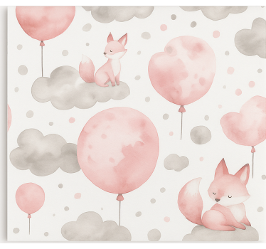 Pastellfärgade ballonger och moln Rrullgardin barn - Tenstickers