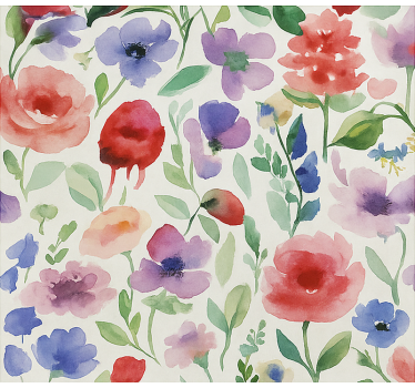 Livfulla akvarellblommor Rullgardin vardagsrum - Tenstickers