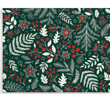 Blommigt julmönster Rullgardin vardagsrum - Tenstickers
