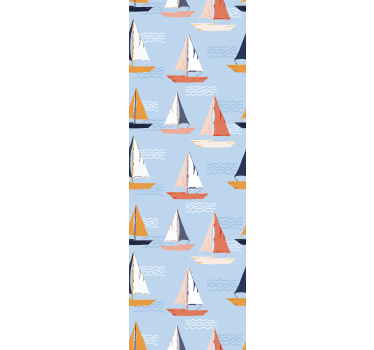Rrullgardin barn glad segelbåtsmönster - Tenstickers