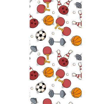Rullgardin barn sportutrustning i doodle stil - Tenstickers