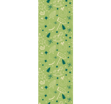Rullgardin barn julmotiv grön bakgrund - Tenstickers
