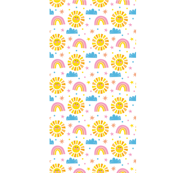 Rrullgardin barn regnbåge sol och moln på vit bakgrund - Tenstickers