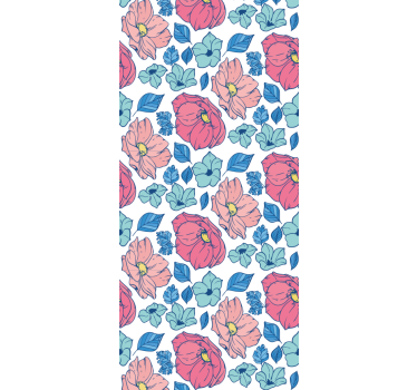 Rrullgardin barn med delikata rosa och blå blommor - Tenstickers