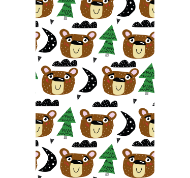 Rullgardin barn enfärgade björnar och träd - Tenstickers