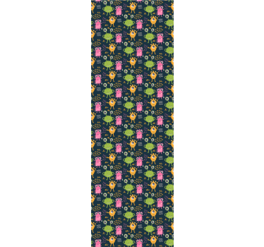 Rrullgardin barn roliga färgglada utomjordingar illustration - Tenstickers