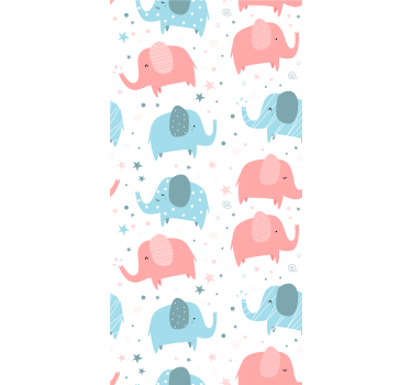 Rullgardin barn elefant rosa och blå - Tenstickers