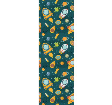Rrullgardin barn ny planet med roliga aliens illustration - Tenstickers