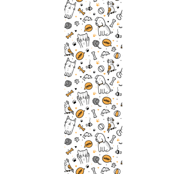 Rullgardin barn husdjur katt och hund doodle stil - Tenstickers