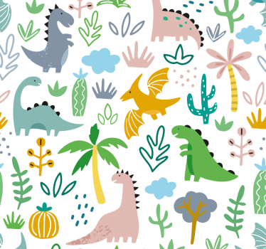 Rrullgardin barn skandinaviskt jurassic mönster - Tenstickers
