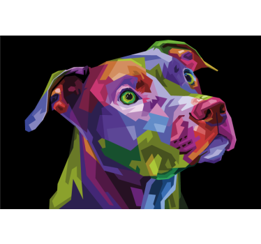 Rullgardin vardagsrum modern flerfärgad pitbull - Tenstickers